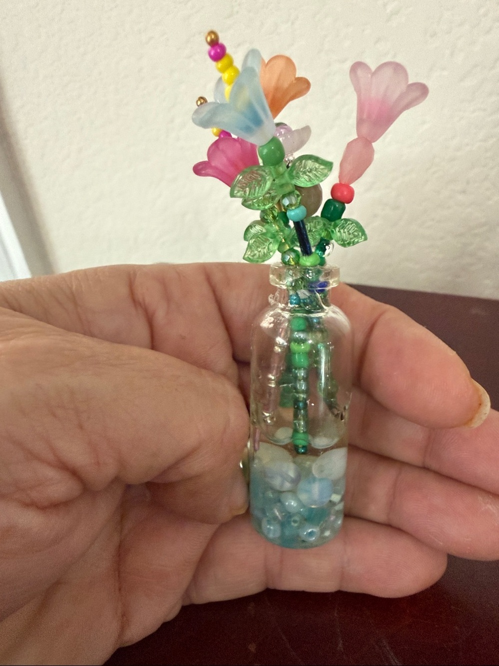 Beaded Flower Bouquet Keychain Charm Magnet Bookmark- Multicolor